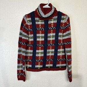 By Next Era Ramie Wool Blend Sweater Boys Size M‎ Blue Red Striped Loose Knit